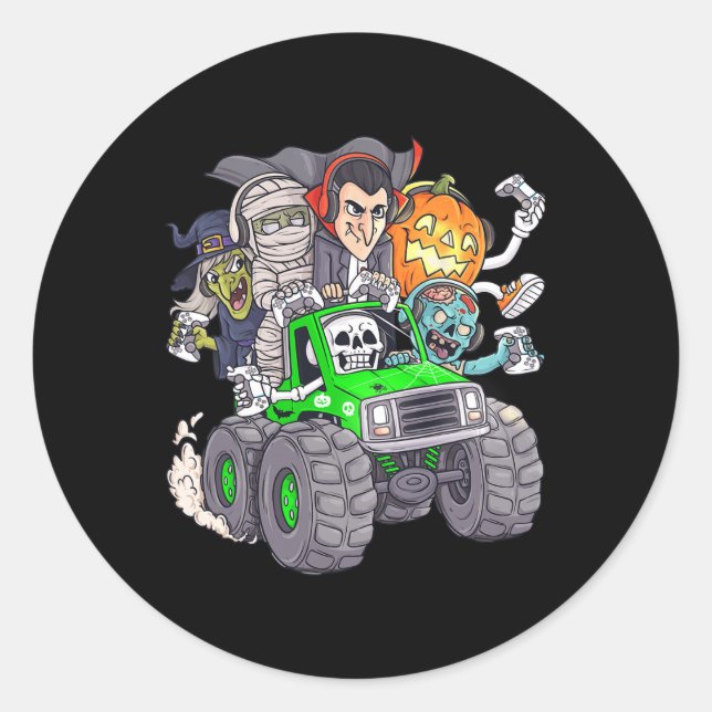 Adesivo Halloween Gamer Skeleton Zombie Monster Truck Boys (Frente)