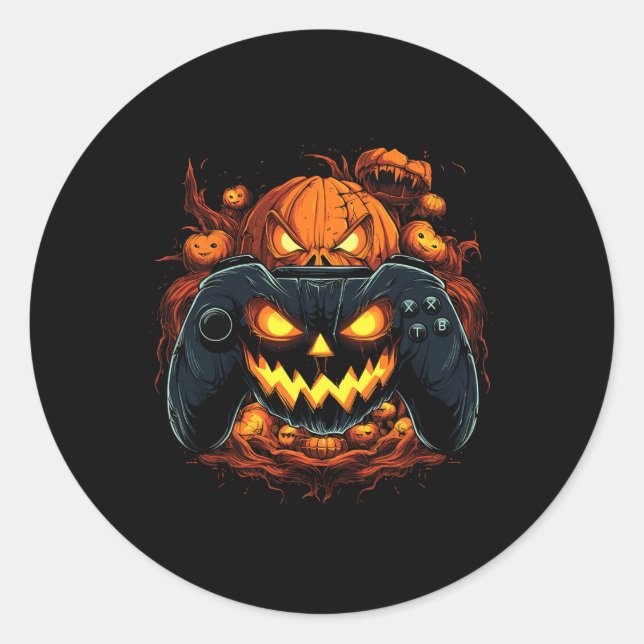 Adesivo Halloween Gaming Jack O Lanterna Pumpkin Face Asse (Frente)