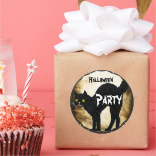 Adesivo HALLOWEEN Gatinho Preto Fofo Impresso em Pergaminh