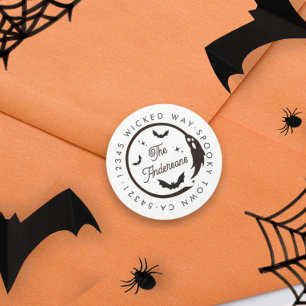 Adesivo Halloween Ghost Bats Spooky Endereço de Devolução 