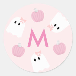 Adesivo Halloween Ghost Girl & Pumpkin Pink Monograma