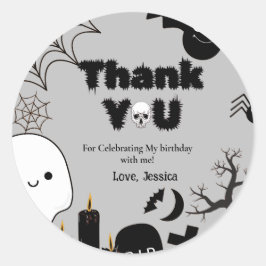 Adesivo Halloween Ghost Spooky Obrigado Festa de aniversár