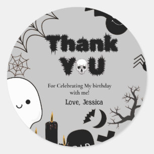 Adesivo Halloween Ghost Spooky Obrigado Festa de aniversár
