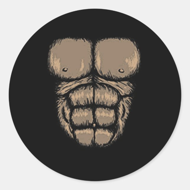 Adesivo Halloween Gorilla Chest Costume Cute Monkey Muscul (Frente)
