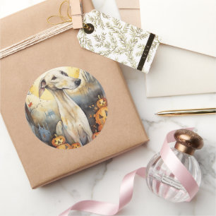 Adesivo Halloween Greyhound Com Pumpkins Assustado