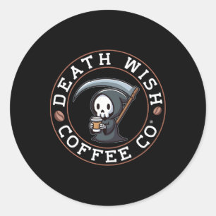 Adesivo Halloween Grim Reaper Bebendo Café Morte C