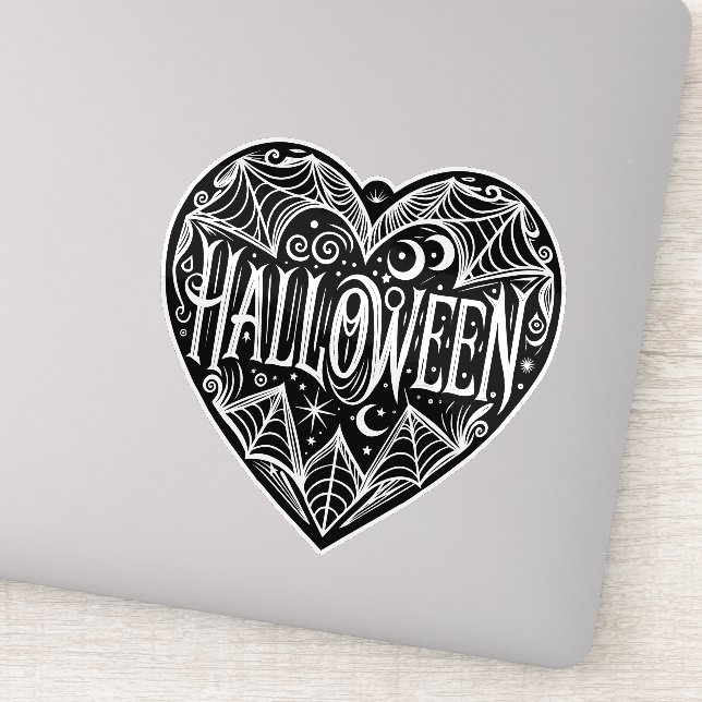 Adesivo Halloween Heart, Black Heart Shape, Holiday (Detalhe)