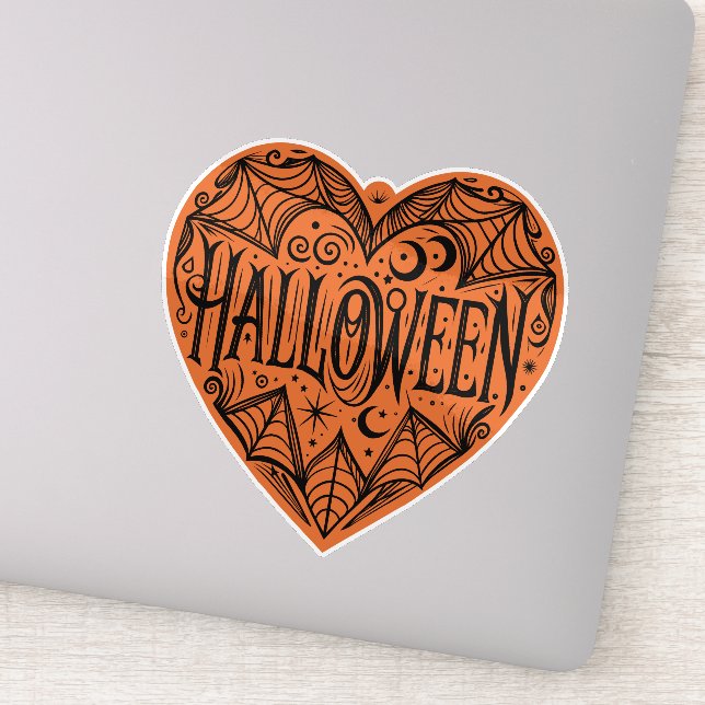 Adesivo Halloween Heart, Orange Heart Shape, Holiday (Detalhe)