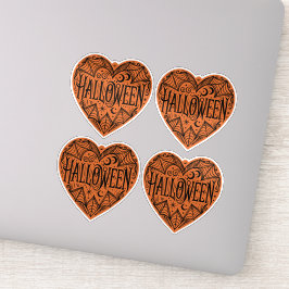 Adesivo Halloween Heart, Orange Heart Shape, Holiday