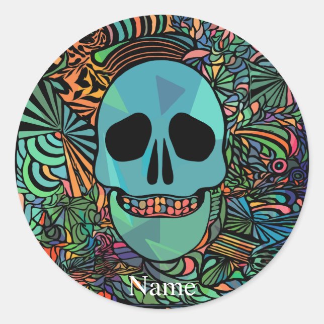 Adesivo Halloween Hippie Skull Thunder_Cove (Frente)