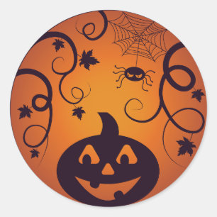 Adesivo Halloween Jack ou lanterna abóbora face e aranha