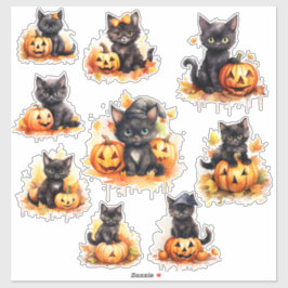 Adesivo Halloween Kitten e Pumpkin Vinyl Sticker
