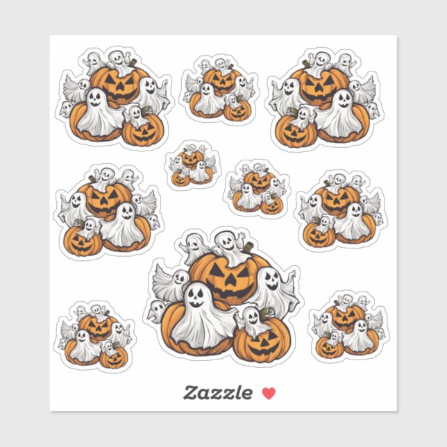 Adesivo Halloween: Kleine Geister mit Kürbissen -  (Folha)