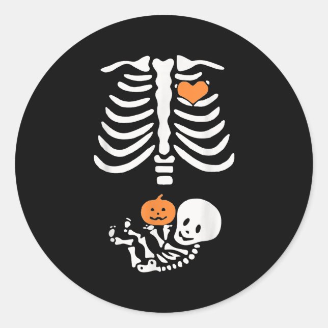 Adesivo Halloween Maternity Skeleton Baby Heart Pregnancy  (Frente)