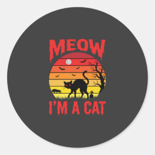 Adesivo Halloween Meow Eu Sou um Gato Retro Pôr do Sol