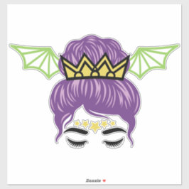 Adesivo Halloween Messy Bun Sticker – Purple Hair Bat Wing