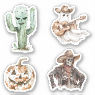 Adesivo Halloween Ocidental Cowboy Cowgirl Cacto