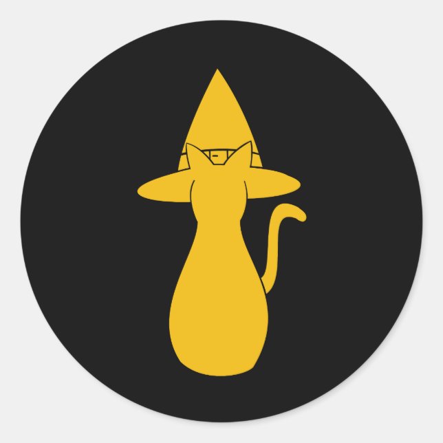 Adesivo Halloween Orange Silhouchy Cat com chapéu (Frente)