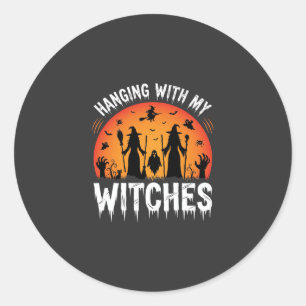 Adesivo Halloween Pendurado Com Minhas Bruxas Lua Vintage