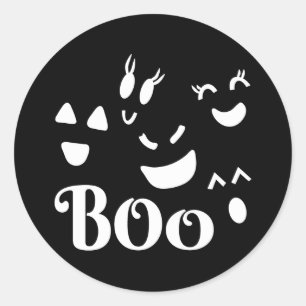 Adesivo Halloween Preto e Branco Fantasma BOO Fofo