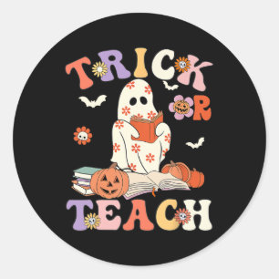 Adesivo Halloween Professora Trick Ou Ensino Groovy Floral