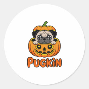 Adesivo Halloween Pugkin, Pumpkin Pug Dog