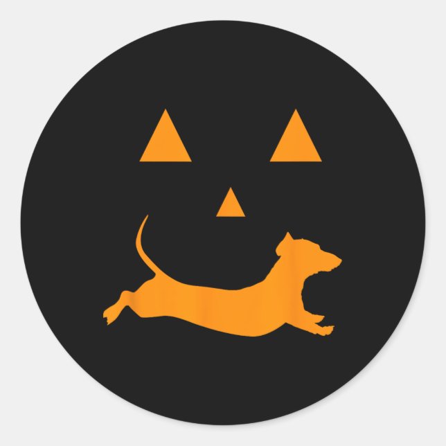 Adesivo Halloween Pumpkin Dachshund Jack-o-lantern Costum (Frente)