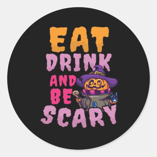 Adesivo Halloween Pumpkin Eat Drink Be Scary (Frente)