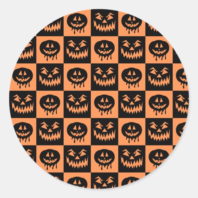 Adesivo Halloween Pumpkin Face Ghost Spooky Patterno (Frente)