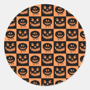 Adesivo Halloween Pumpkin Face Ghost Spooky Patterno
