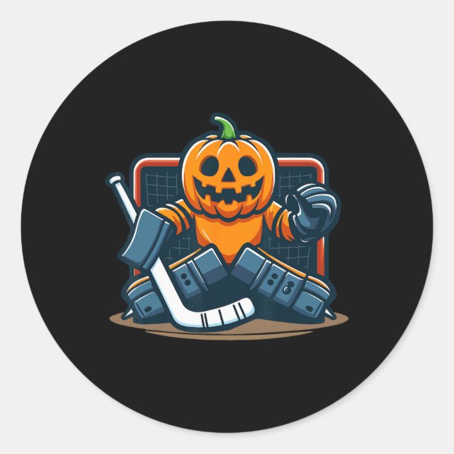 Adesivo Halloween Pumpkin Ice Hockey Goalie  (Frente)
