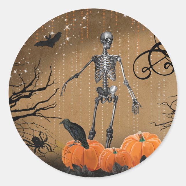 Adesivo Halloween Pumpkin Skeleton (Frente)