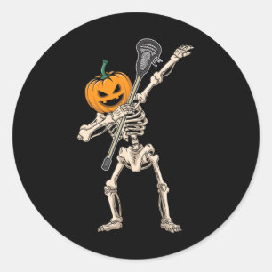 Adesivo Halloween Pumpkin Skeleton Lacrosse Dabbing Funny