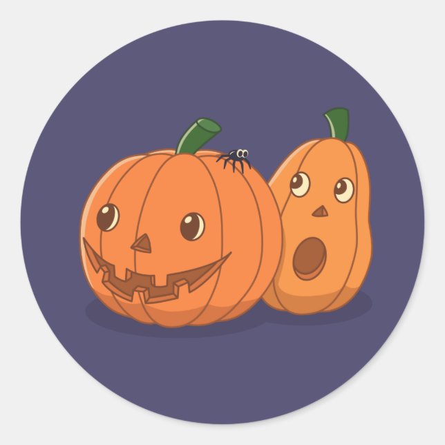 Adesivo Halloween Pumpkins Pair on Purple (Frente)