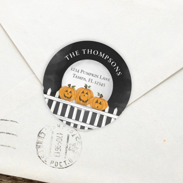Adesivo Halloween Return Address Spooky Cute Pumpkin (Criador carregado)