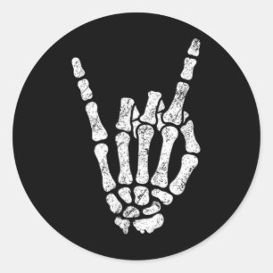 Adesivo Halloween Rock Hand Sinal Skeleton Rock N Roll Sym