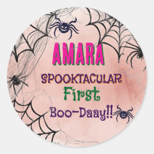 Adesivo Halloween Rosa e aranhas Aniversário Halloween