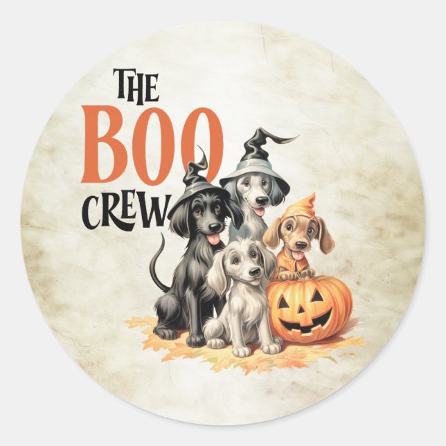 Adesivo Halloween Scary Boo Cães Tripulantes Laranja Pumpk (Frente)