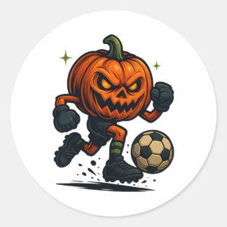 Adesivo Halloween Scary Pumpkin Showing Soccer Skills Spoo