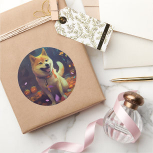 Adesivo Halloween Shiba Inu Com Pumpkins Assustado