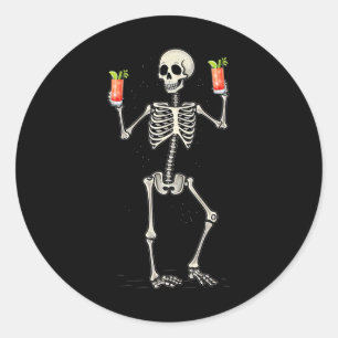 Adesivo Halloween Skeleton Bebendo Bloody Mary Tail