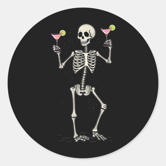 Adesivo Halloween Skeleton Bebendo Cosmopolitan Tail (Frente)