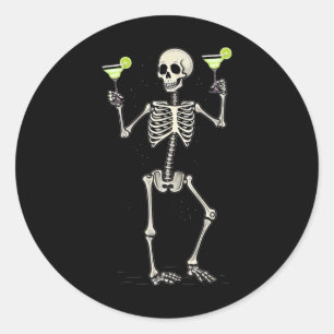 Adesivo Halloween Skeleton Bebendo Margarita Tail