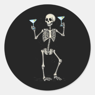 Adesivo Halloween Skeleton Bebendo Martini Tail