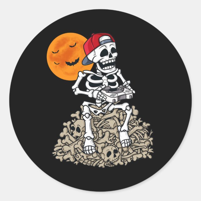 Adesivo Halloween Skeleton Gamer Boys Crianças Jovens Jove (Frente)