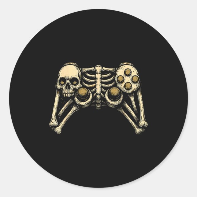 Adesivo Halloween Skeleton Gamer Gaming Controller Costume (Frente)