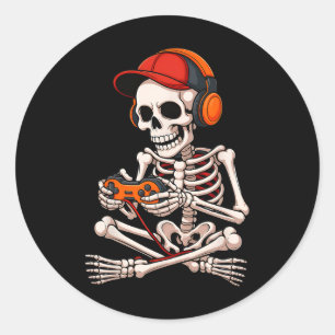 Adesivo Halloween Skeleton Gamer Jogos Engraçados