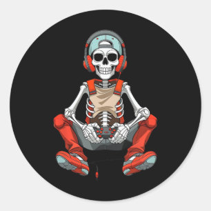 Adesivo Halloween Skeleton Gamer Jogos Engraçados