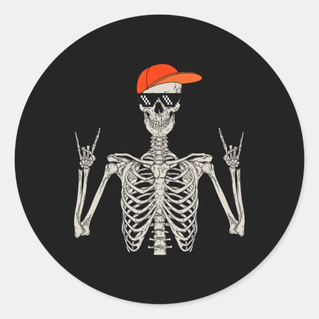 Adesivo Halloween Skeleton Rock On Hand Skeleton Men (Frente)