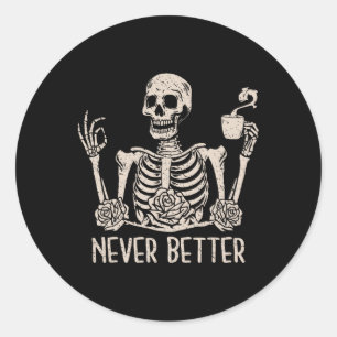 Adesivo Halloween Skeleton Skeleton Mulheres Bebendo Café